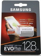 SAMSUNG EVO Plus 128GB MicroSD Micro Flash Memory Card w/ SD Adapter