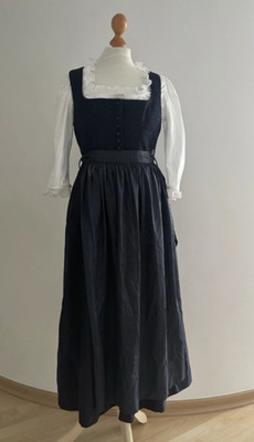 MarJo Damen Dirndl Schwarz Lang Ärmellos Trachtenkleid Gr. 40