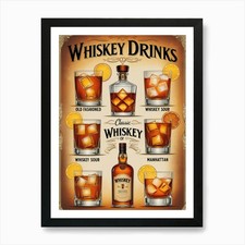 Whiskey Drinks Poster 6 Art Print Framed Wall Art Poster Canvas Print Picture