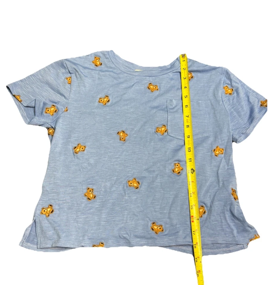 Speechless Kids Big Girls Teddy Bear Embroidery Tee Blue Size Large - Image 2 of 4