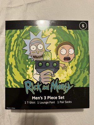 Rick And Morty Men s 3 Piece Clothing Gift Set Shirt/Pant/Socks Sz S New In Box