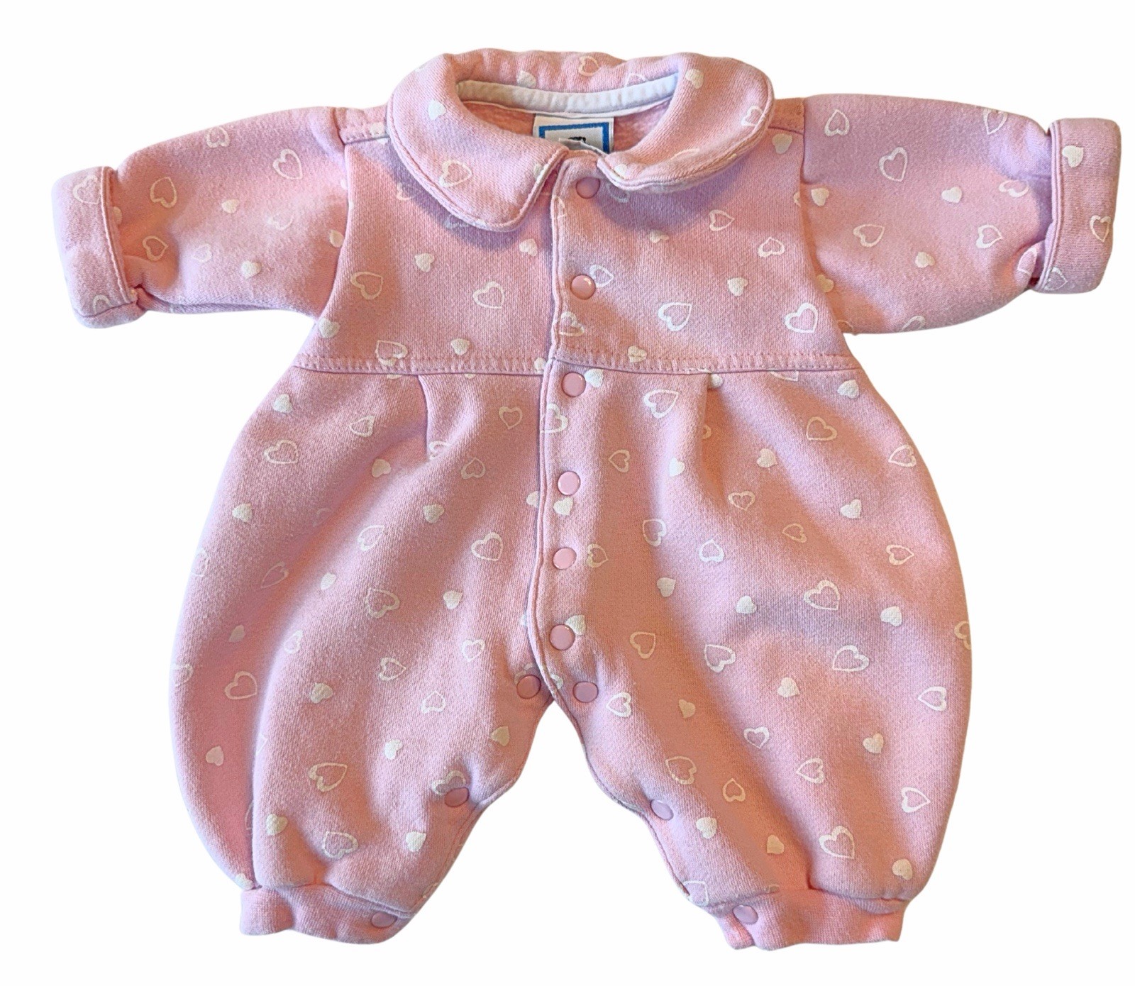 Vintage Lullaby Club Baby One Piece 0-3M Pink Hearts Sweatshirt Romper