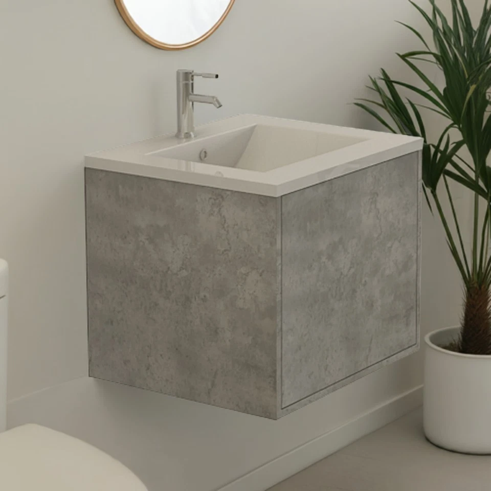 Badmöbel Set Linz Beton Optik Waschbecken 60cm Design Wasch Tisch Unterschrank - Bild 2 von 4