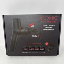Iconic Fitness Percussion Muscle Massager Gun - 4 Heads 6 Speed Black Open Box
