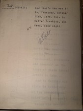 Walter Cronkite CBS News Script Lot (2) | 1970s Broadcast Pages | One Signed