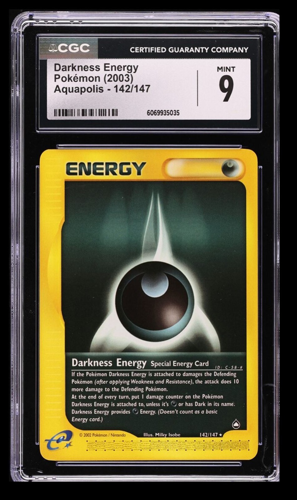 2003 Pokemon E-Card - Aquapolis Darkness Energy CGC 9 English #142/147 Rare