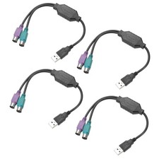 4 PCS 1FT USB 2.0 Male To Dual PS/2 Female Adapter Cable PC Keyboard Mouse