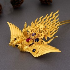 Solid Brass Phoenix Hairpin Vintage Style Chinese Style Hair Stick Traditional