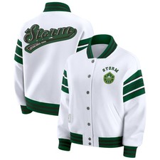 Women's WEAR by Erin Andrews White/Green WNBA Full-Snap Fleece Sweatshirt Jacket