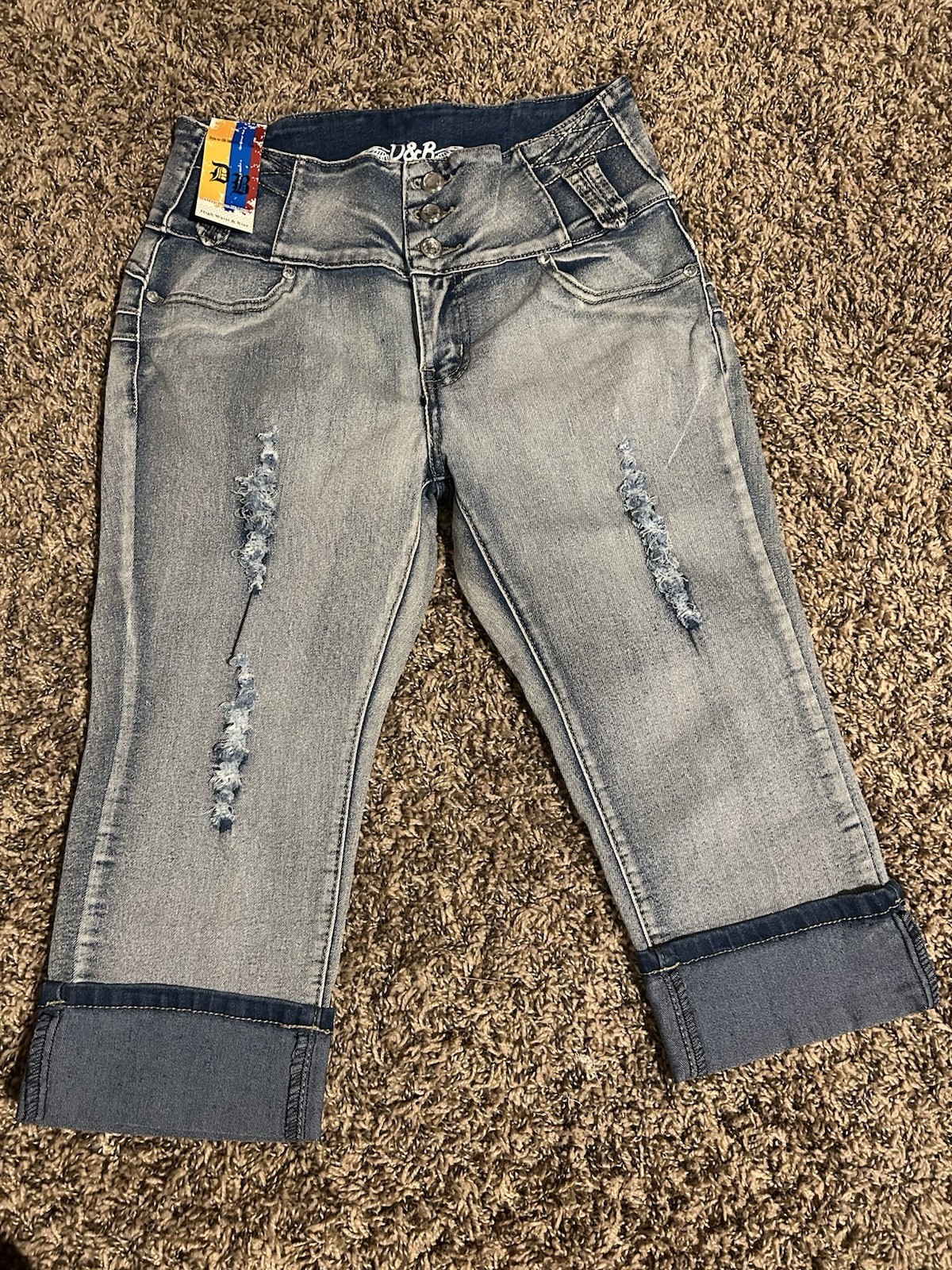 Deep Blue High Rise Capri Jeans Jr Women's Size 1 Stretch Denim Pants New W/Tags