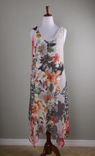 SOFT SURROUNDINGS $110 Floral Zebra Print Lined Midi Tank Dress Size XL