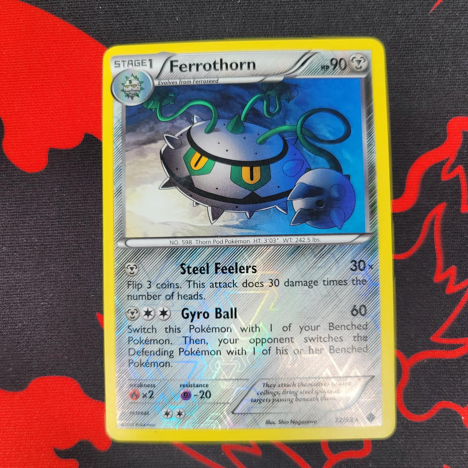 Ferrothorn 72/98 Rare Emerging Powers Pokemon Reverse Holo Lightly Played