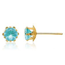 14K Solid Yellow Gold 5mm CZ Stud Earrings