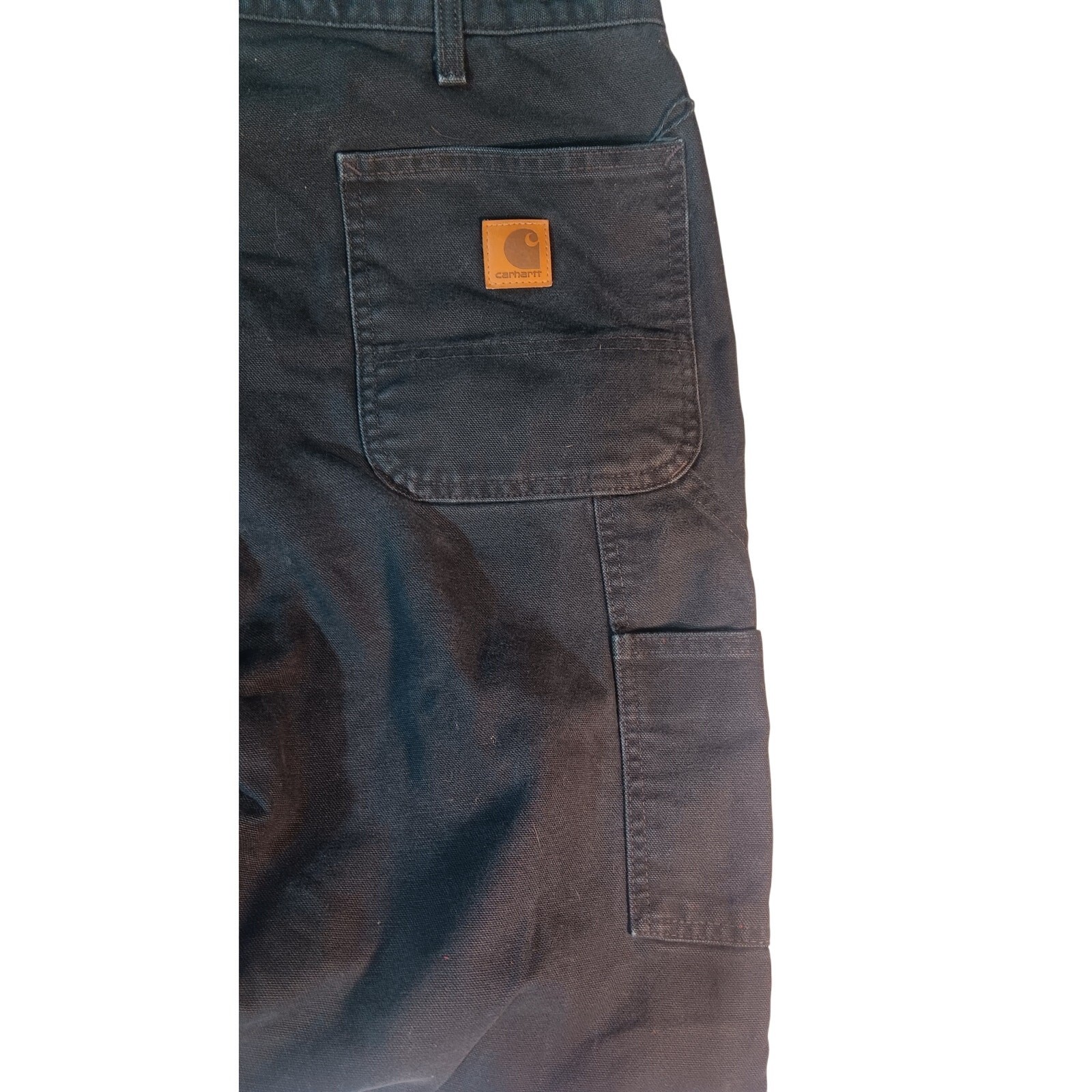 Carhartt Flannel Lined Work Pants 36x34 Black | Winter Dungaree Utility Fit