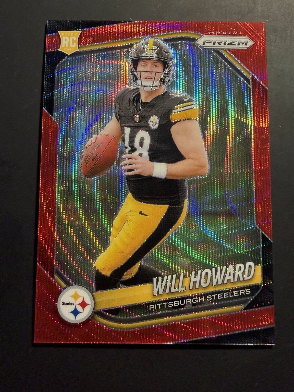 WILL HOWARD 2025 PANINI PRIZM ROOKIE RED WAVE STEELERS RC /149 NO. 367