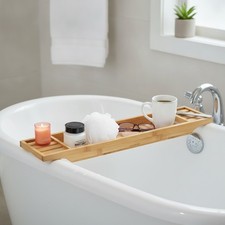 Luxurious Brown Bamboo Bathtub Tray - 27.5" L x 5.75" W for Ultimate Relaxation
