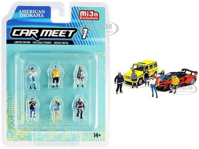 CAR MEET #1 DIECAST FIGURES 6 PC SET 1/64 BY AMERICAN DIORAMA 76469