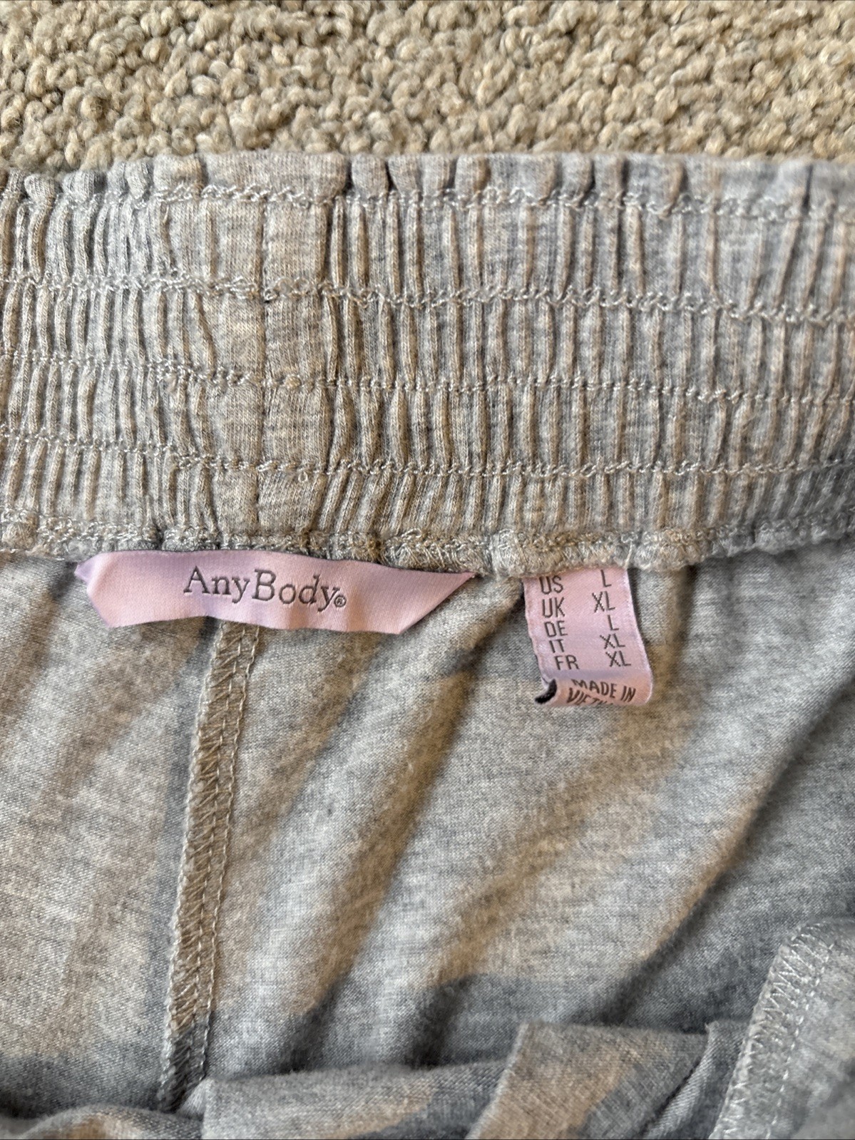 AnyBody Womens Lounge Cozy Soft Knit Wideleg Pants Size Large Gray Elastic Waist