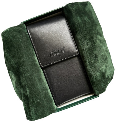 VTG Davidoff Leather Cigarette Case Black Luxury Holder w/ Box Pouch 5 Capacity
