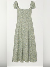 REFORMATION "Sienne" Floral-Print Georgette Midi Dress Size 10