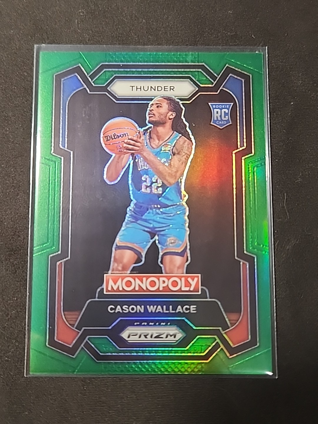 2023-24 Panini Prizm Monopoly Cason Wallace Green Rookie 21/24 Thunder