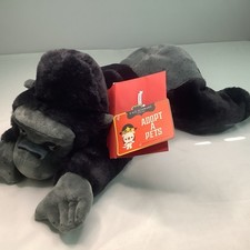 FAO Schwarz Adopt-A-Pets Black Gray Gorilla Soft Plush Stuffed Animal Toy 14" C2