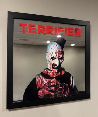 Terrifier Art the Clown Framed Black Horror themed Mirror Sign