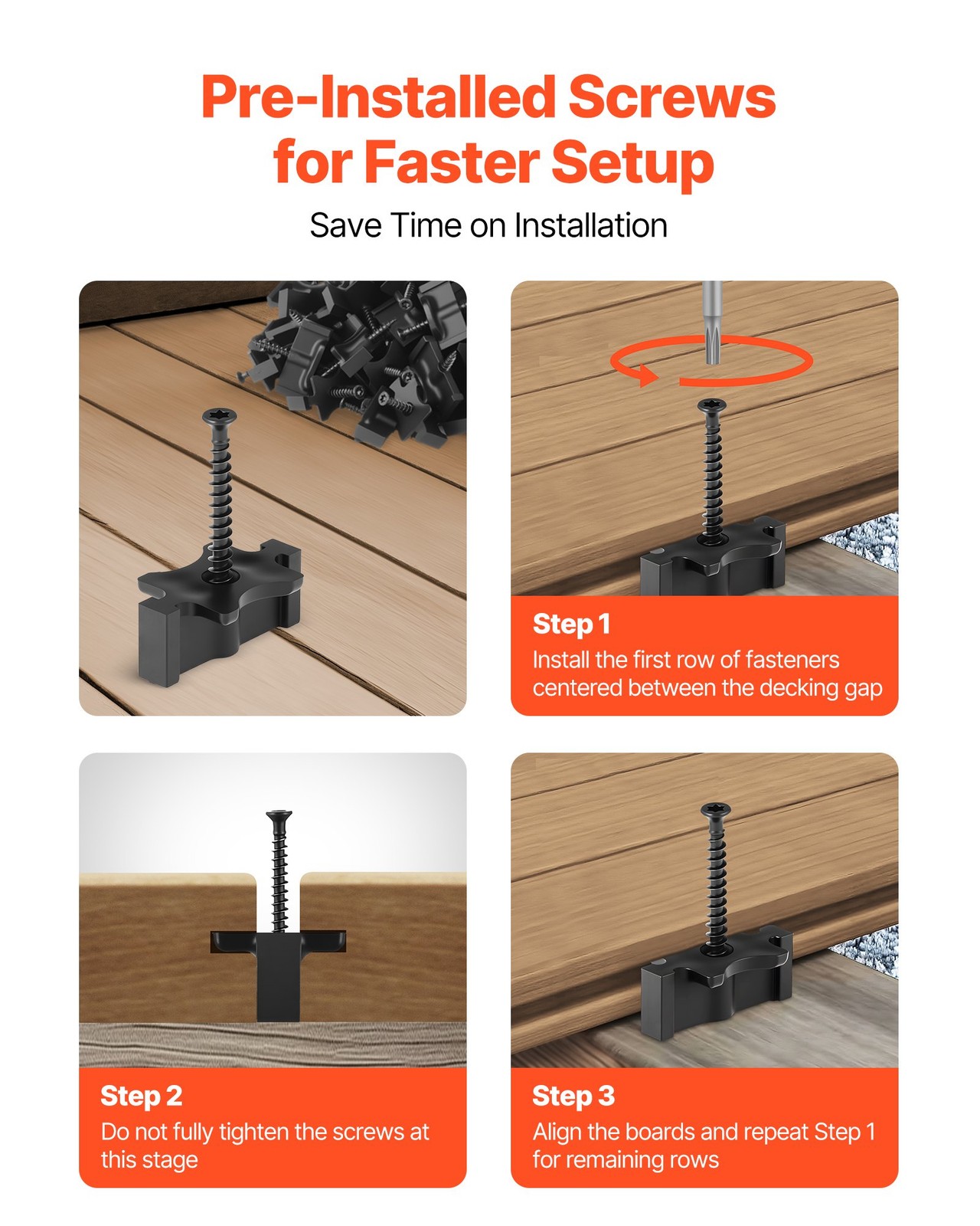 VEVOR 250PCS Hidden Deck Fasteners for Composite Decking Board,Universal Composi