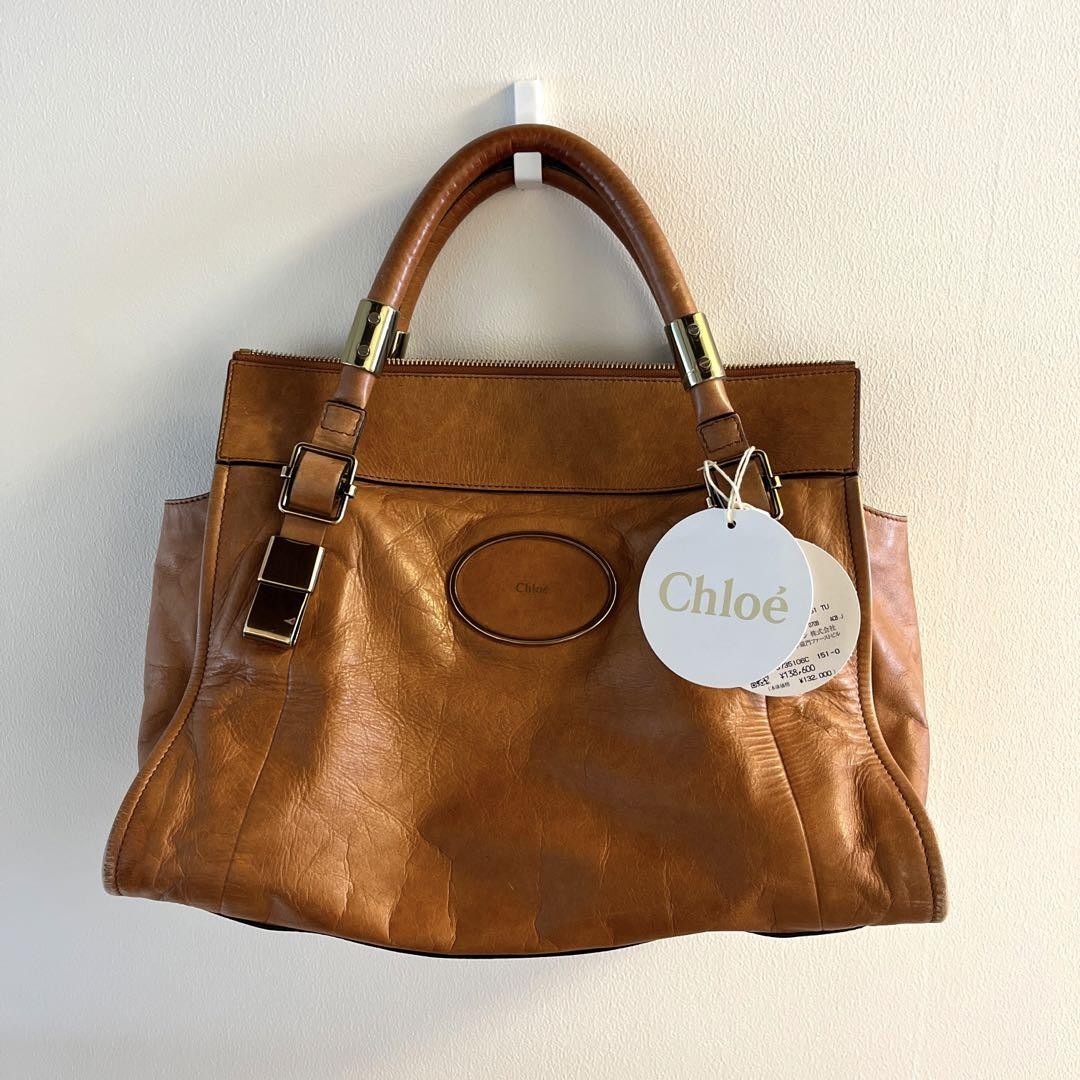 Authentic Chloe Camel Tote Bag 14x11x6 Womens Fashion with Corner Scratches