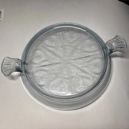 Fire King Oven Glass Serving Trivet Hot Plate Philbe Sapphire Blue Vintage 1940s