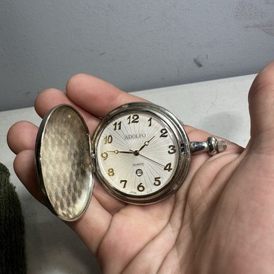 Vintage Adolfo Quartz Pocket Watch with Date Japan Movement