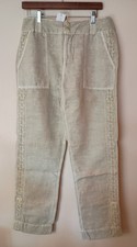 NWT SUNDANCE CATALOG Beige Organia Linen Blend Lace Pants SZ 10