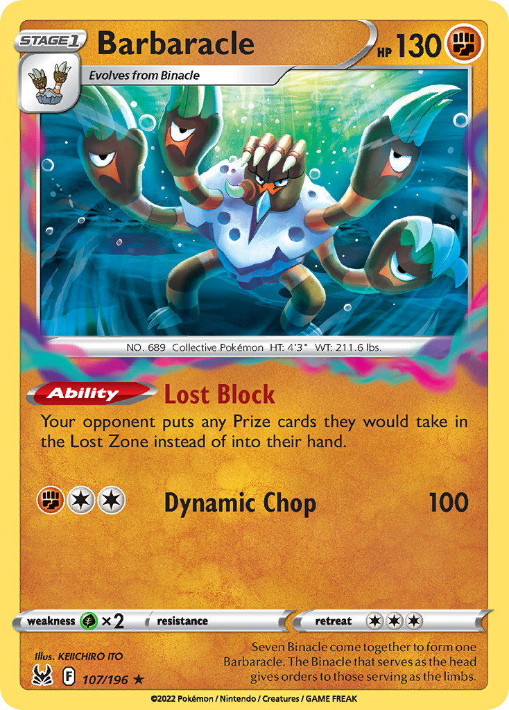 Pokemon Barbaracle 107/196 Lost Origin Holo NM