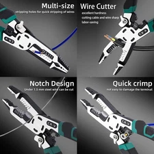 10-in-1 Wire Stripper Tool,Wire Strippers,Cable Cutters,CR-V Multifunctional ...