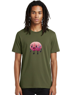 Sad-Brain-2 Mens Graphic Tee, 100% Cotton, Casual Summer Wear