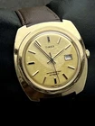 Vtg New 1975 TIMEX Viscount Calendar Men’s 40mm Automatic Watch Gold Case Dial