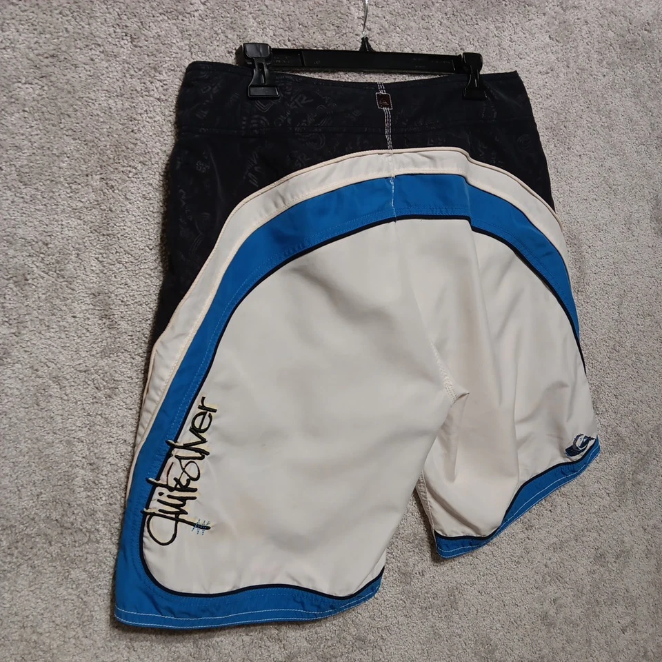 OG винтажный QUIKSILVER доска шорты X-LONG SLATER эпохи небесно-голубой белый размер 34 Y2K 90-х - Изображение 2 из 4