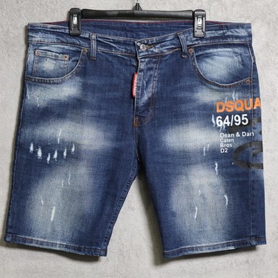 Dsquared2 Denim Shorts Mens 39 Blue Distressed Icon Whiskering Made in Italy