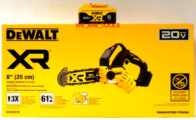 DeWalt DCCS623B 20V MAX 8'' Brushless Cordless Pruning Chainsaw, 1) 5.0 Battery