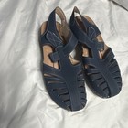 Women’s Blue Strappy Sandals Adjustable Hook & Loop Closure Solid Casual — photo 4