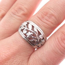 925 Sterling Silver Vintage Floral Ornate Ring Size 7