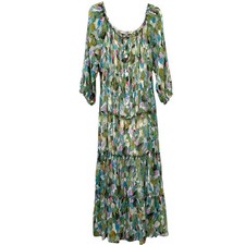 Figueroa & Flower Womens Size XL Floral Maxi Dress Tiered Elastic Waist Lined