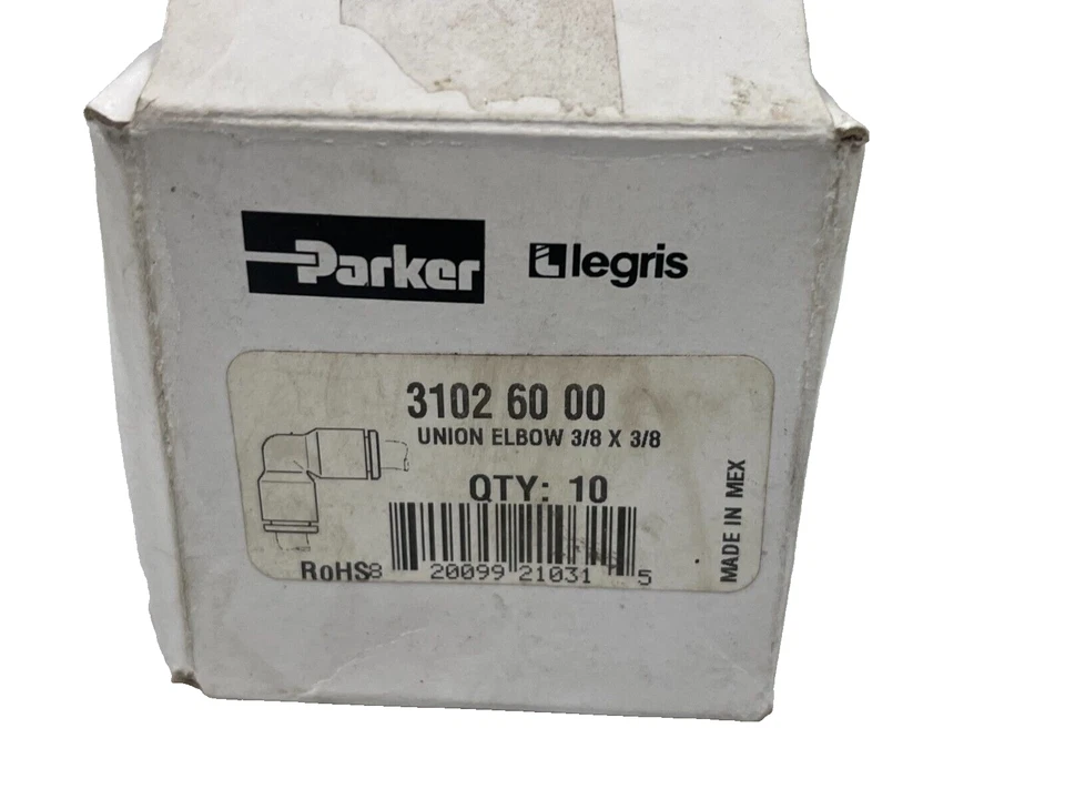 Box of 10 Parker Legris LF3000 3102 60 00 90° Union Elbow 3/8" x 3/8" - Image 2 of 3