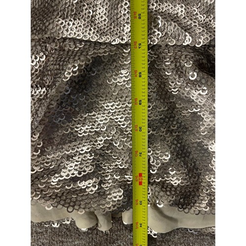 Mini abito donna Monique Lhuillier paillettes oro raso a strati cocktail taglia 10 - Foto 4 di 6