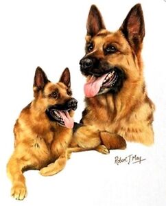 German Shepherd 2 Dogs Shown On One 16 Fabric Panel To Sew German Shepherd 2 Dogs Shown On One 16