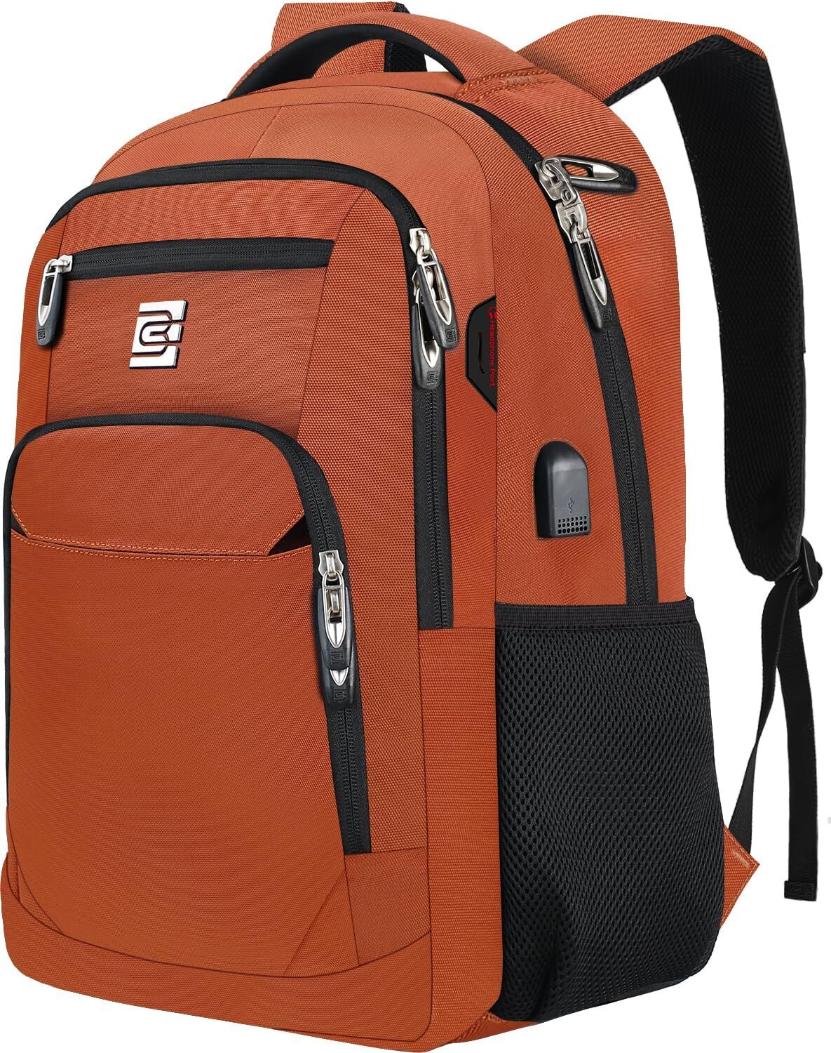 Slim Anti-Theft Laptop Backpack for Business Travel Fits 15.6 Inch Orange Durable-image