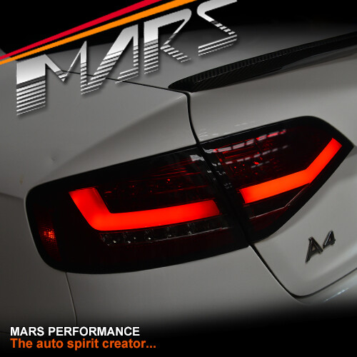 Smoked Red LED Bar Tail Lights for AUDI A4 B8 Sedan (Replace Stock LED