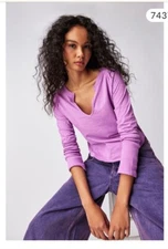 Free People We The Free Hailey Long Sleeve Pink Summer Tulips Medium Boho 