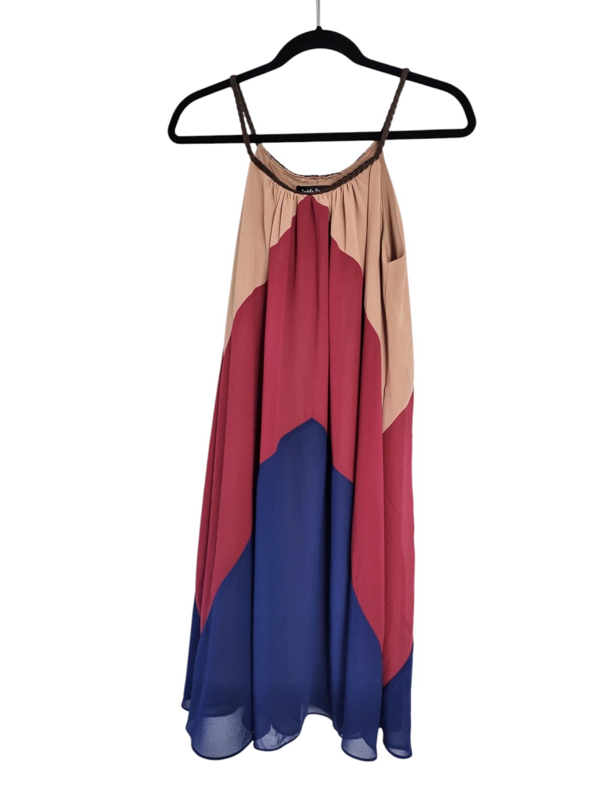 Double Zero Dark Chiffon Sleeveless Chiffon Dress Flowy Beachy Lined Strappy