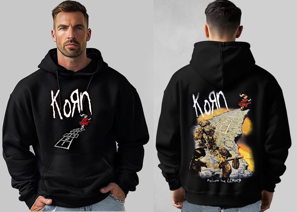 KORN FOLLOW THE LEADER BLACK HOODIE FRONT AND BACK PRINT MEN'S | eBay